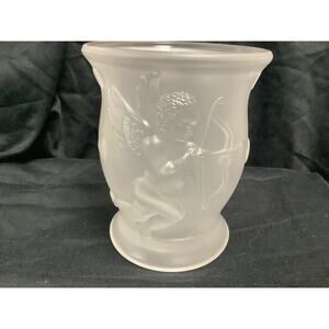 Vintage French Vase Cherub Cupid Angel Original Sticker Teleflora 3D Frosted